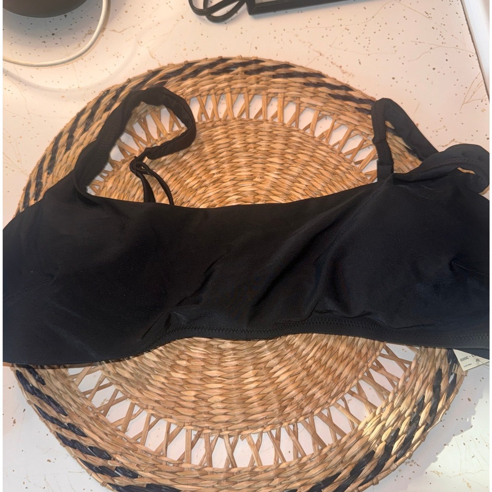 Aerie Scoop Bikini Top Black XL Adjustable Straps Tie Back Swimwear NWT